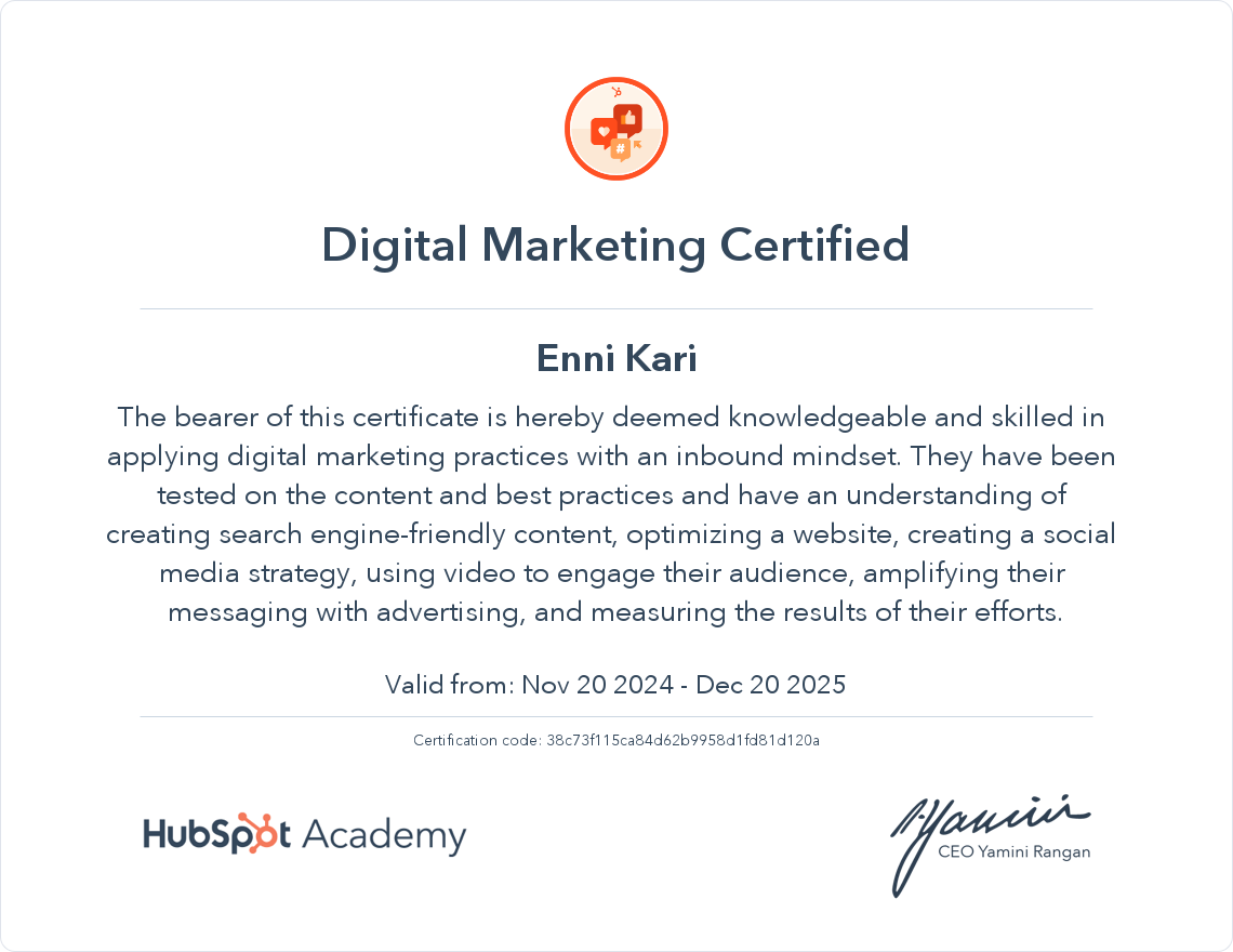 Your certificate