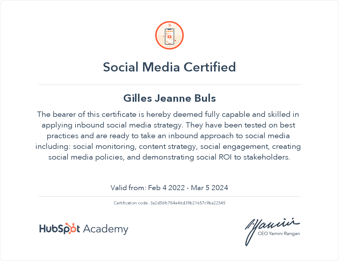 Your certificate