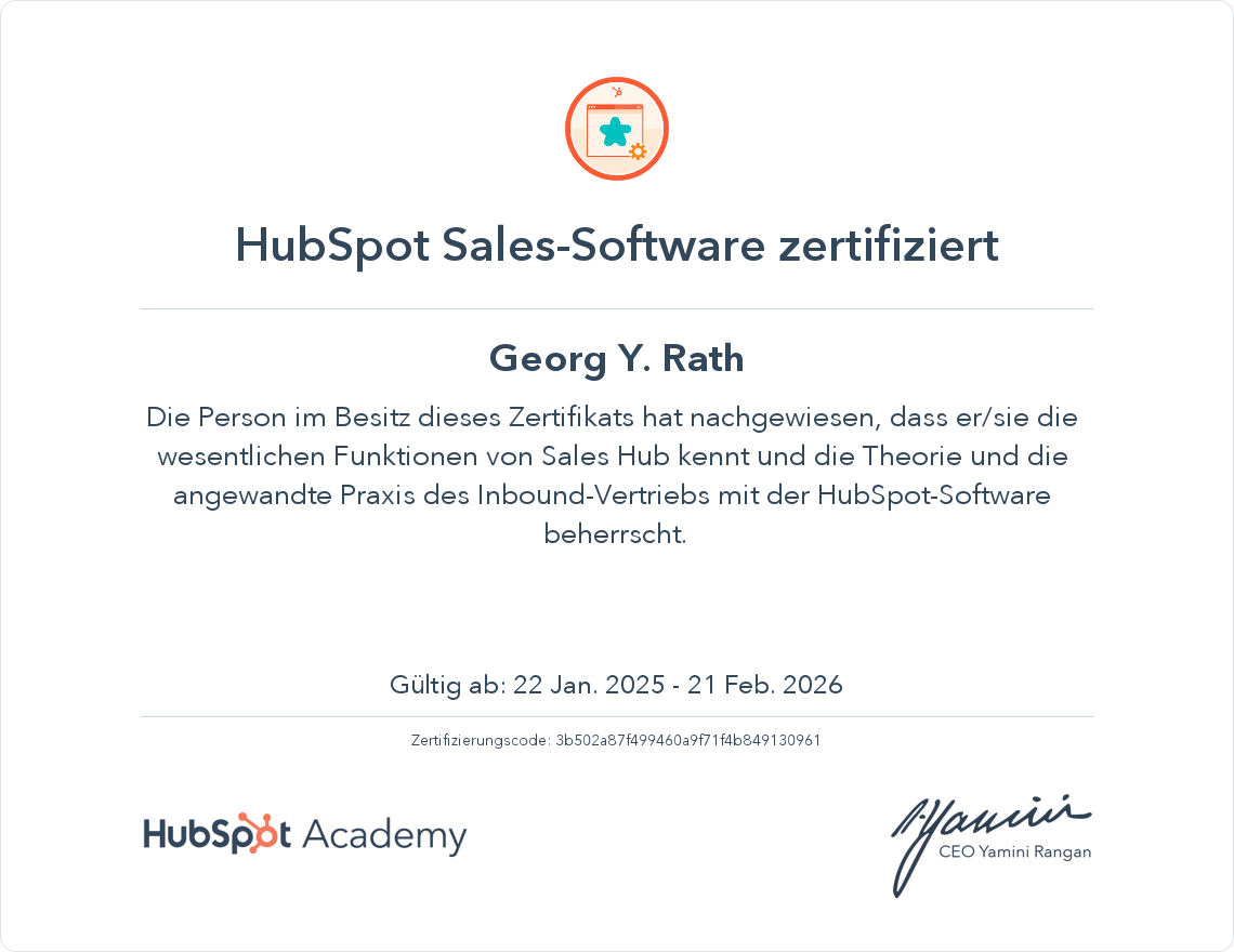 HubSpot Academy HubSpot Sales Software Certification