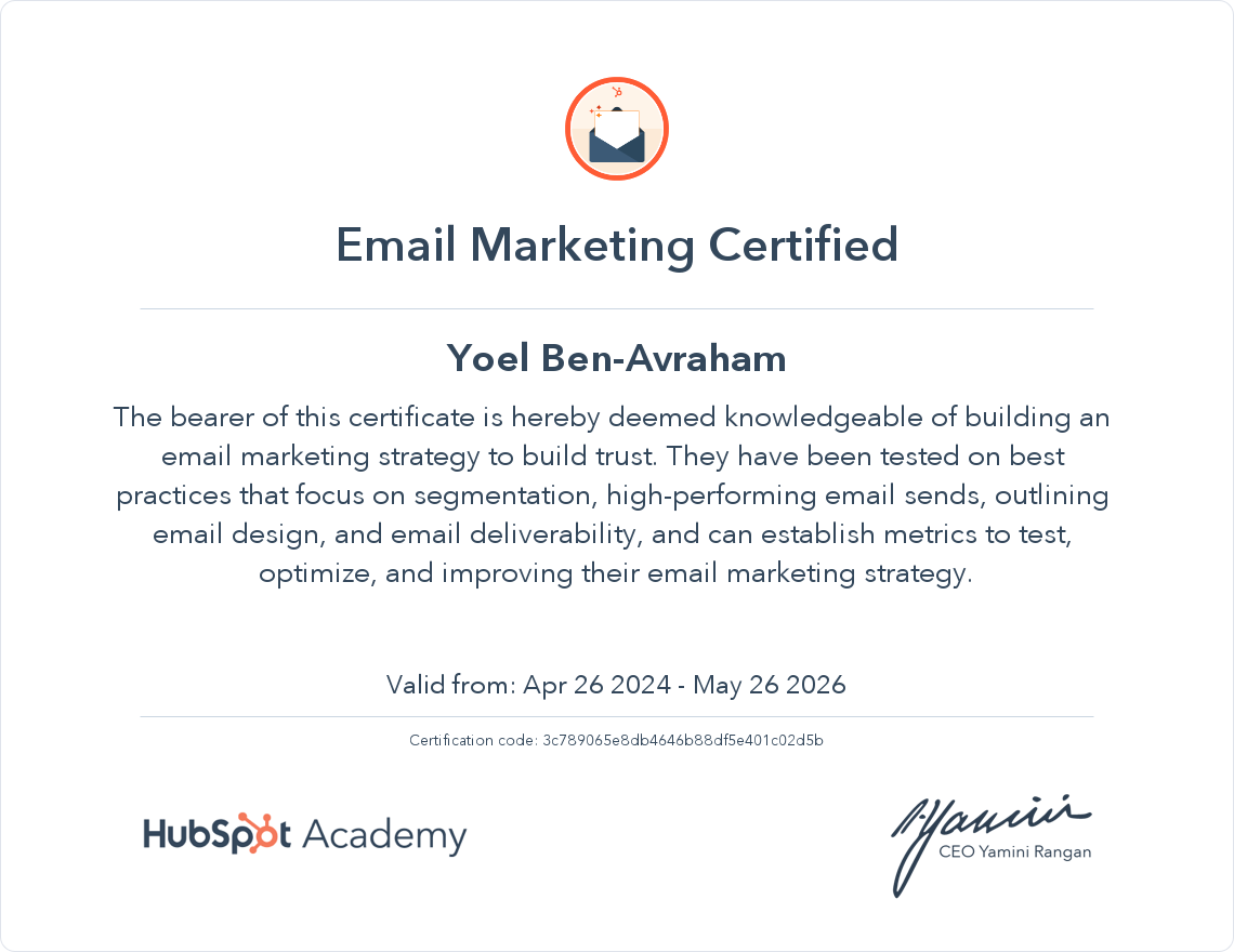 Your certificate