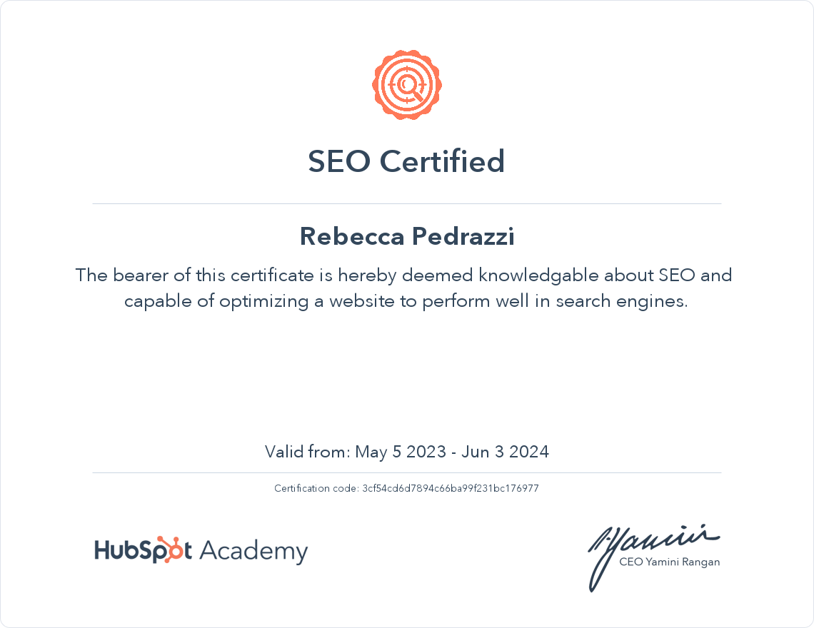 Your certificate