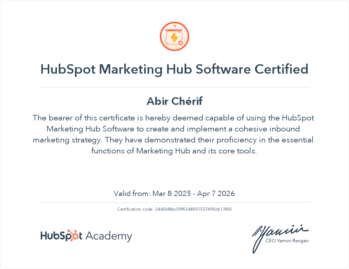 Your certificate