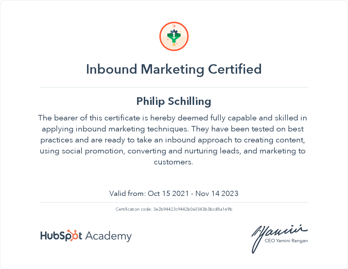 Your certificate