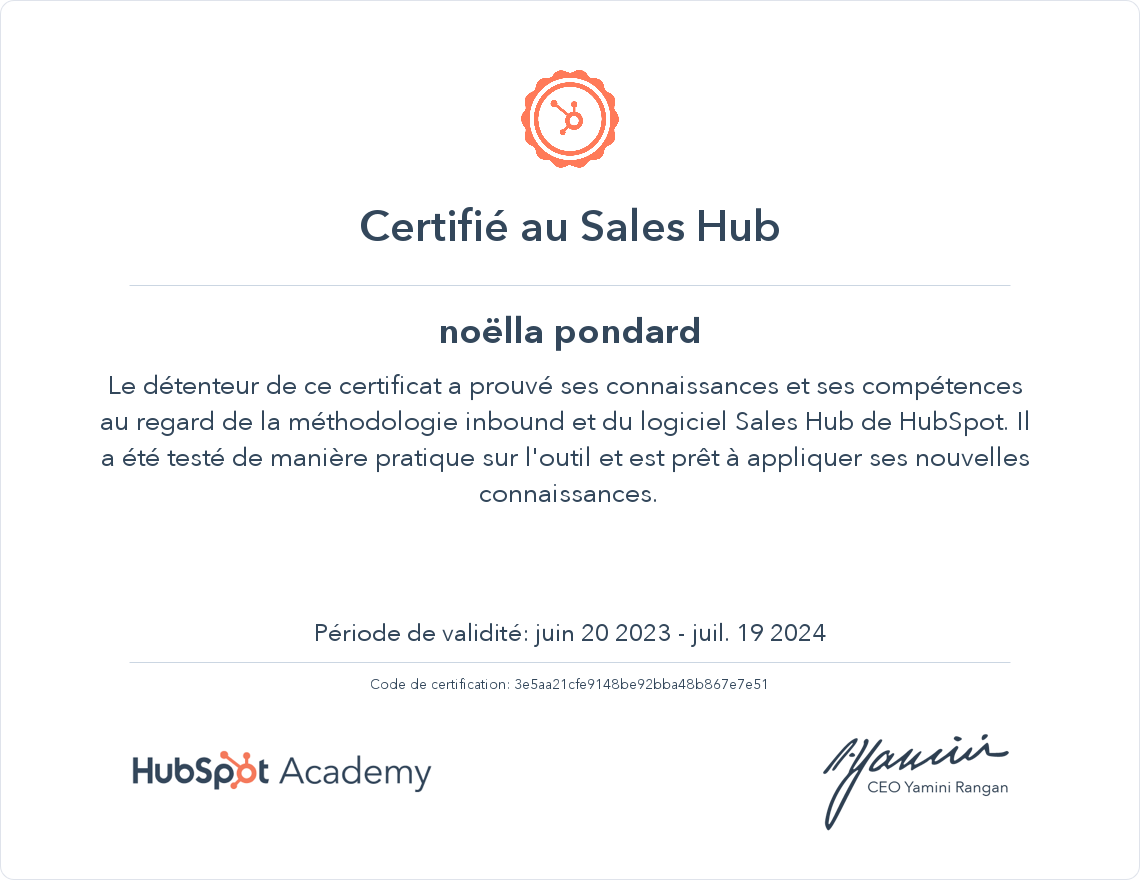 Votre certificat