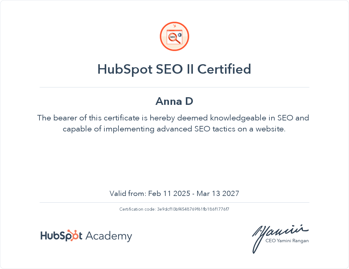 Your certificate