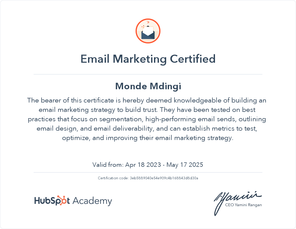 Your certificate