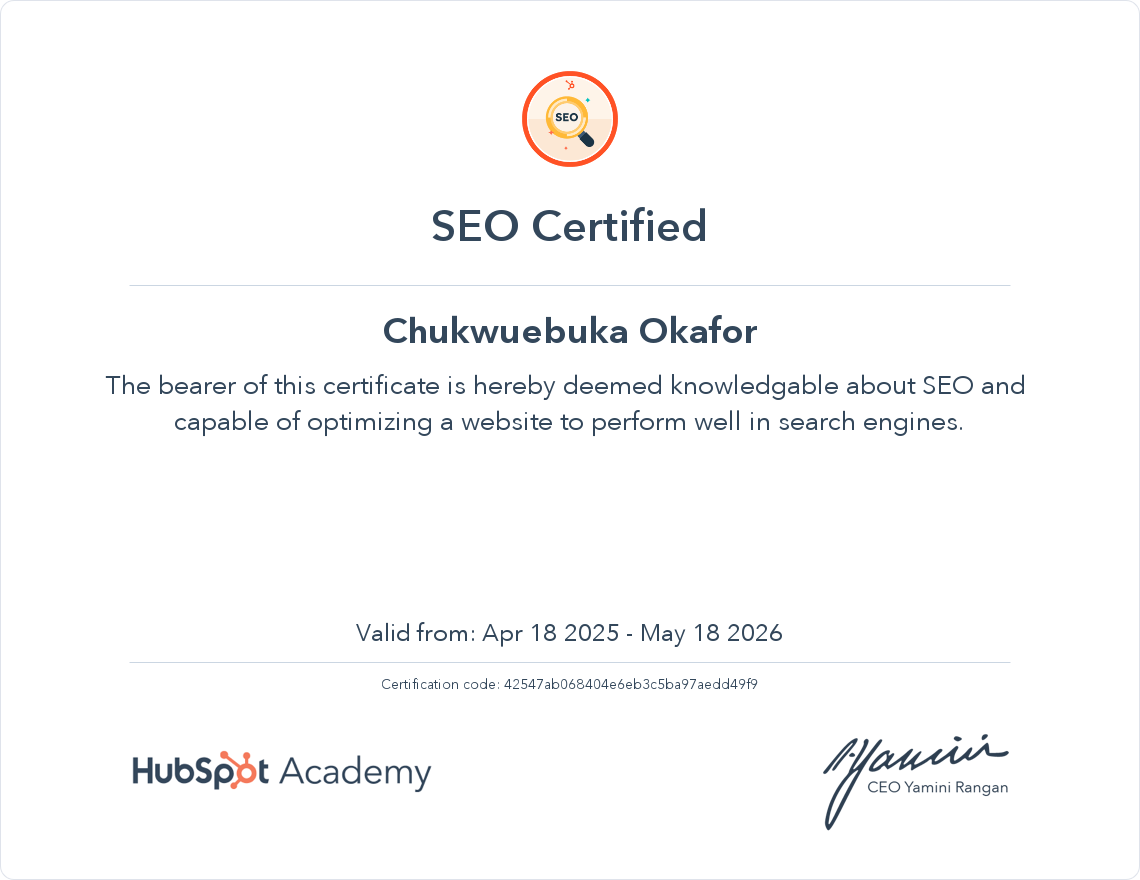 Your certificate