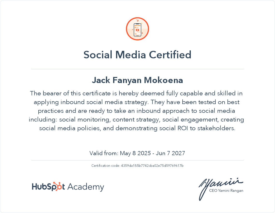 Your certificate