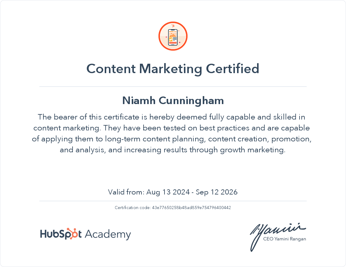 Your certificate