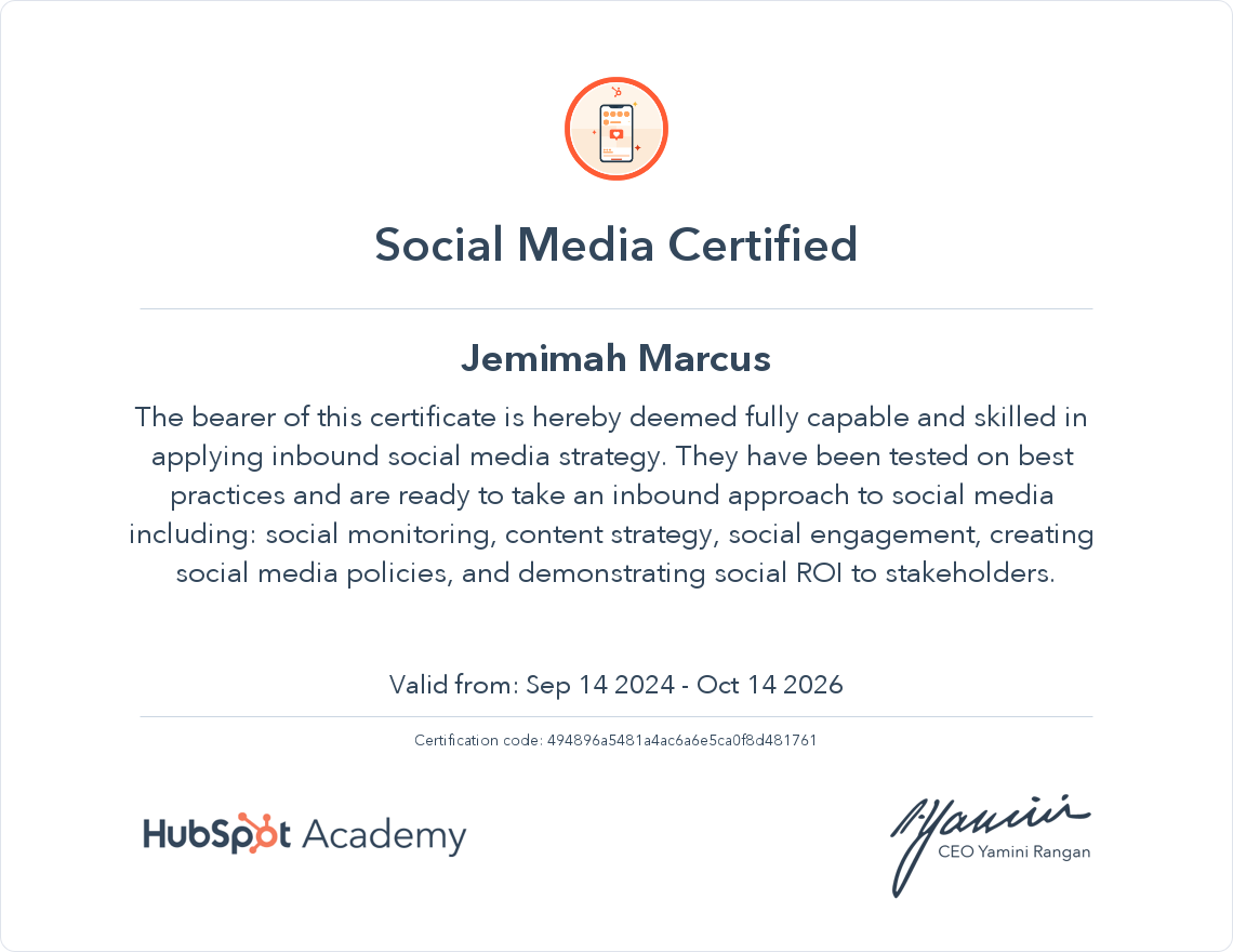 Your certificate