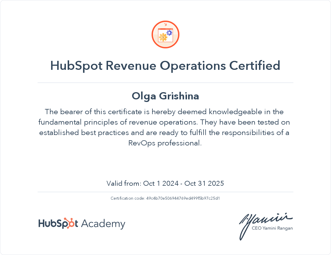 Your certificate