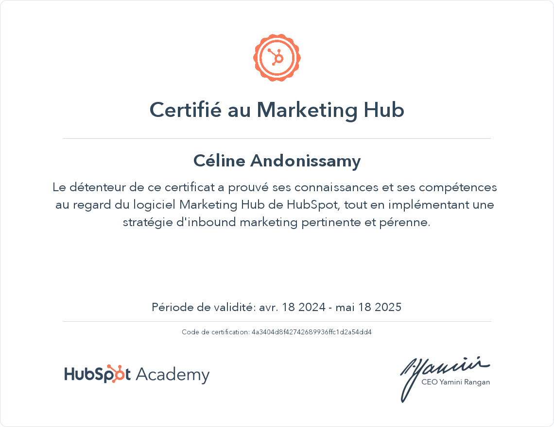 Votre certificat