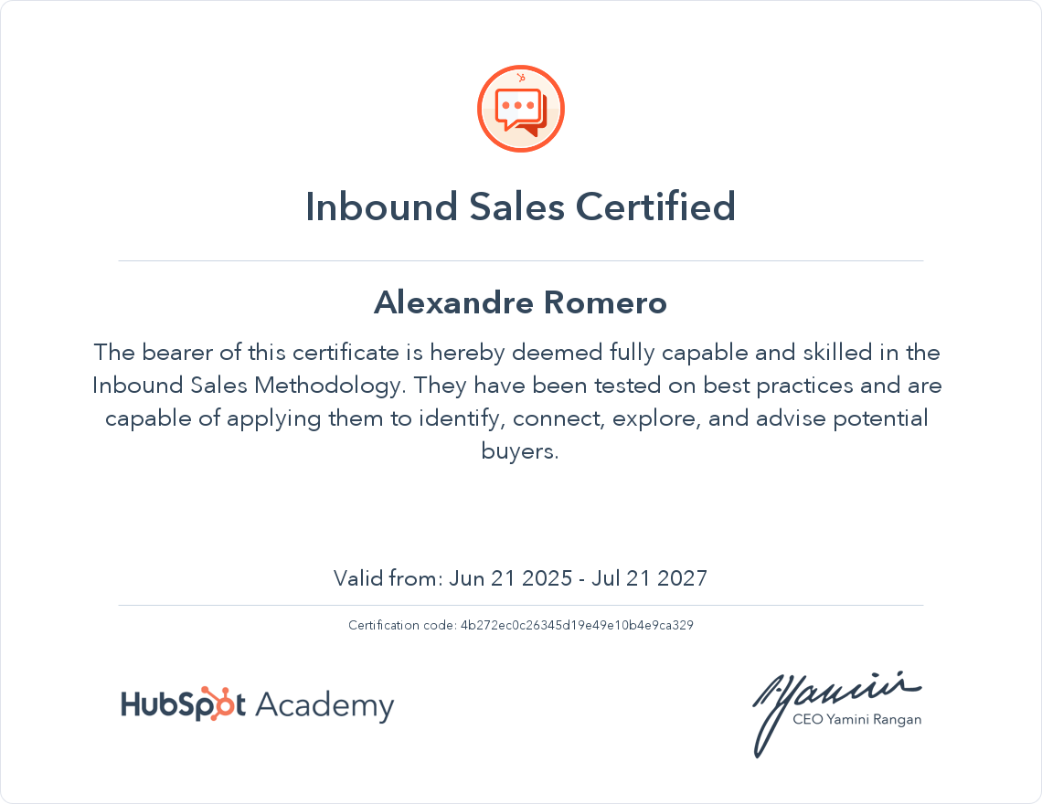 Your certificate