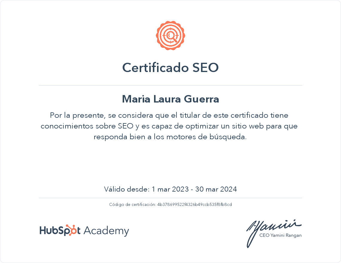 HubSpot Academy SEO Certification