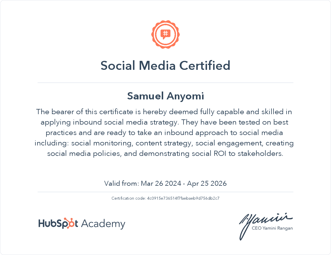 Your certificate