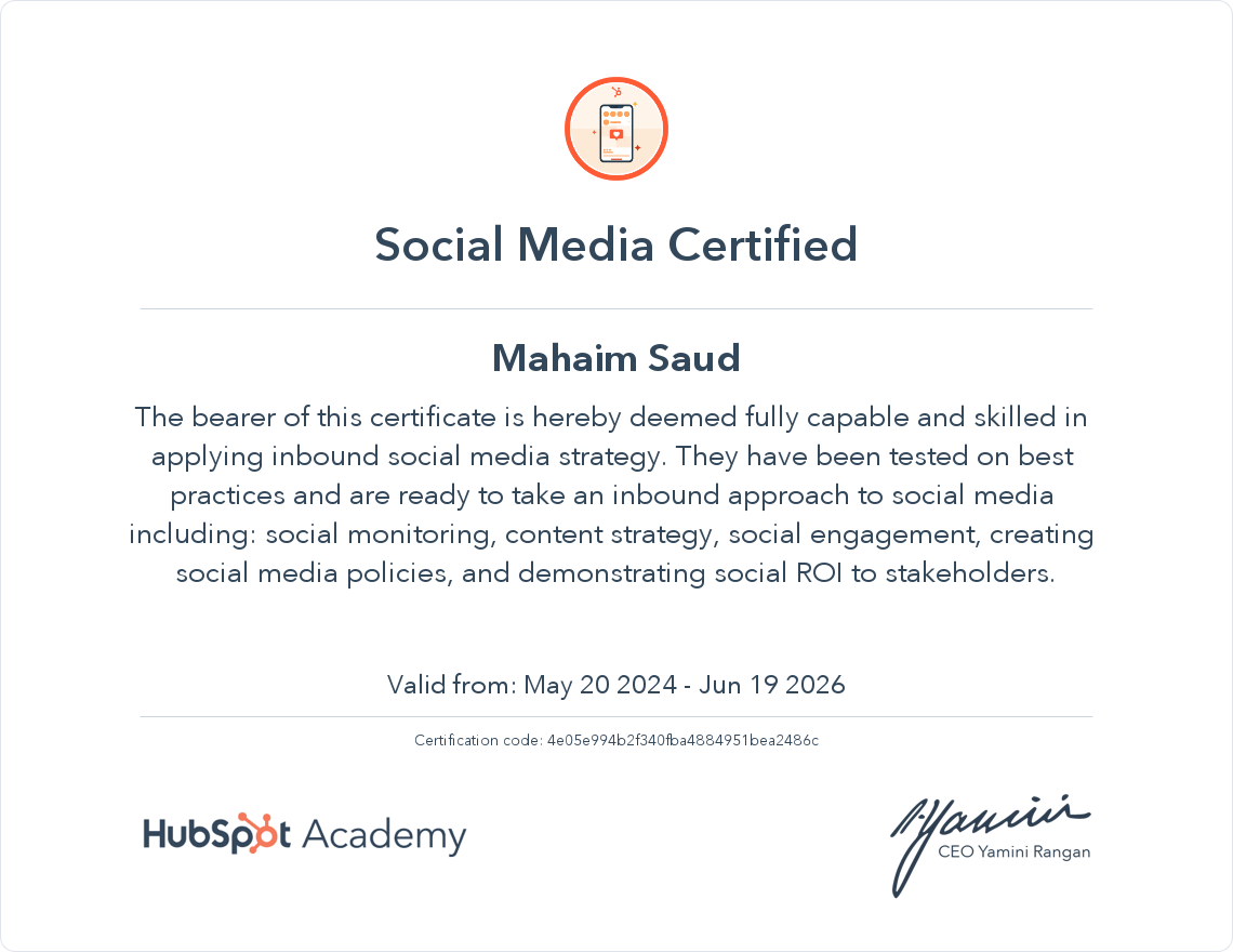 Your certificate