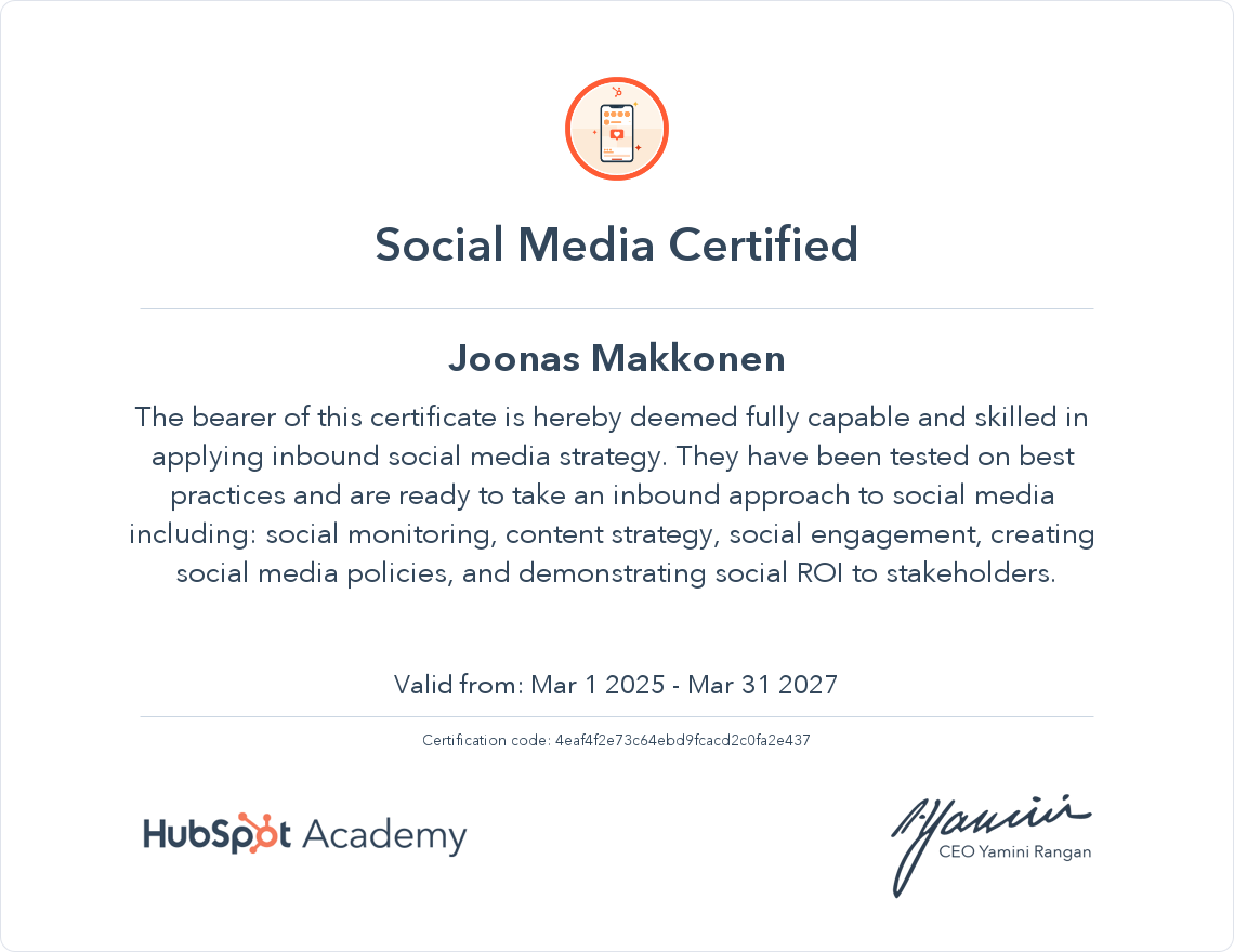 Your certificate
