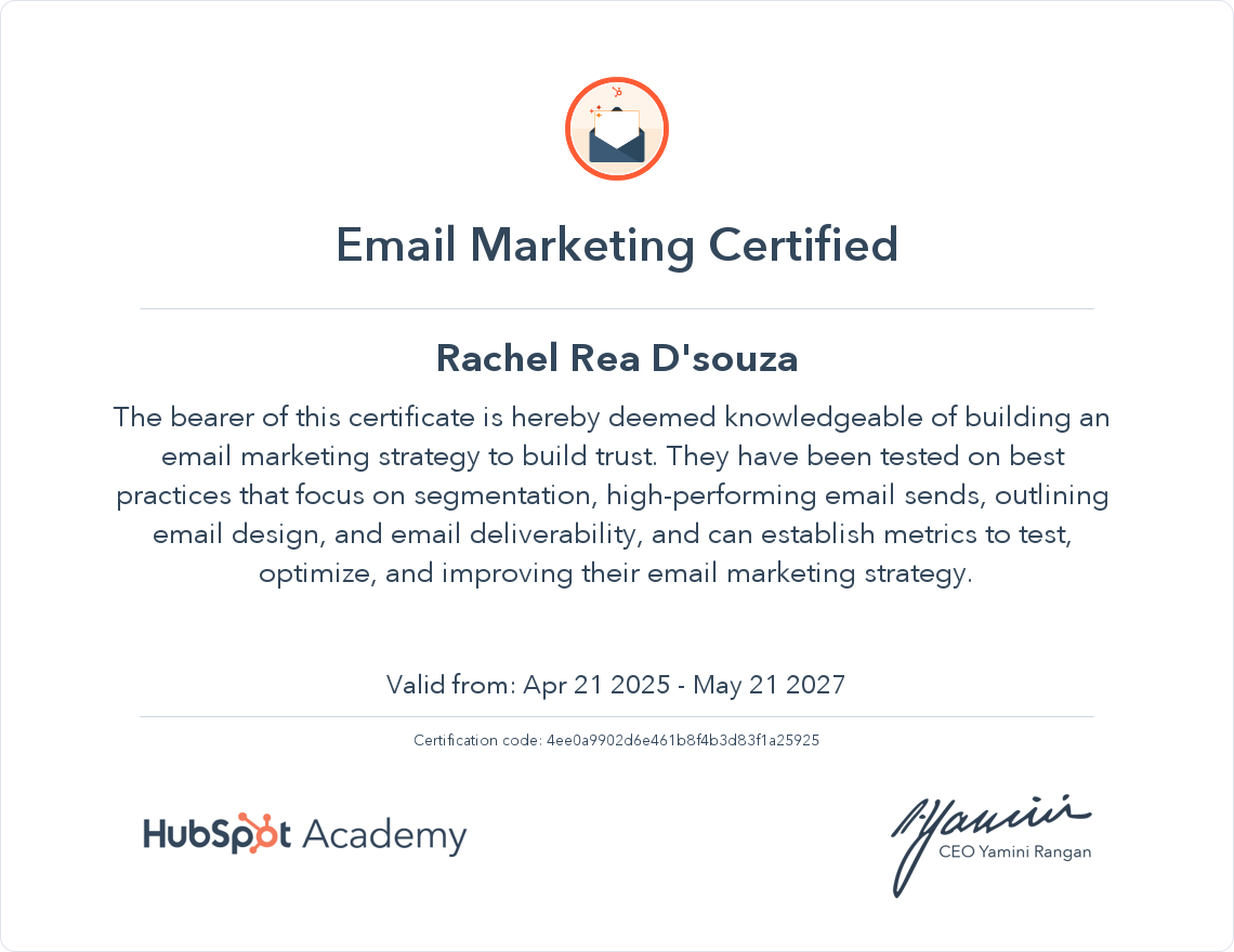 Your certificate