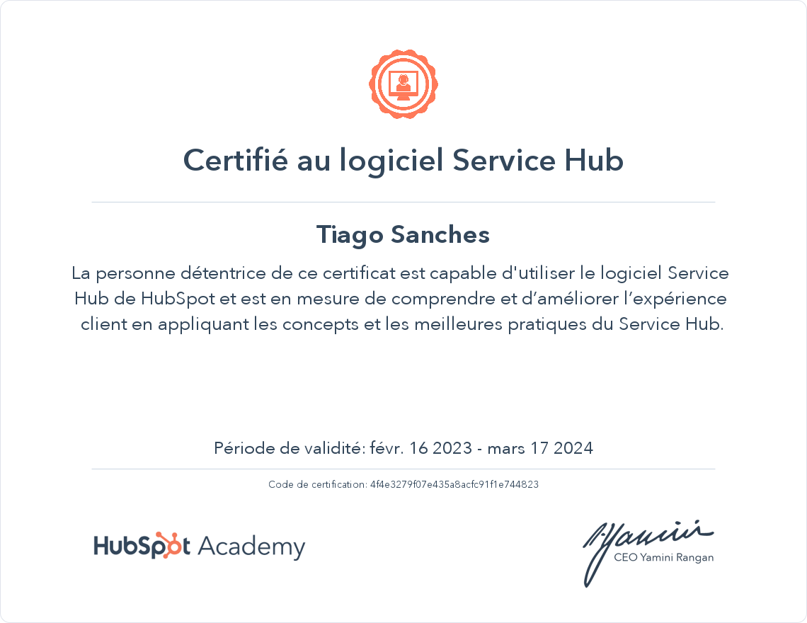 Votre certificat