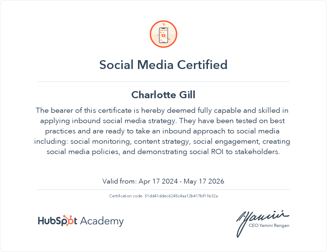 Your certificate
