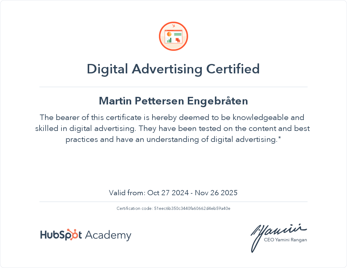 Your certificate