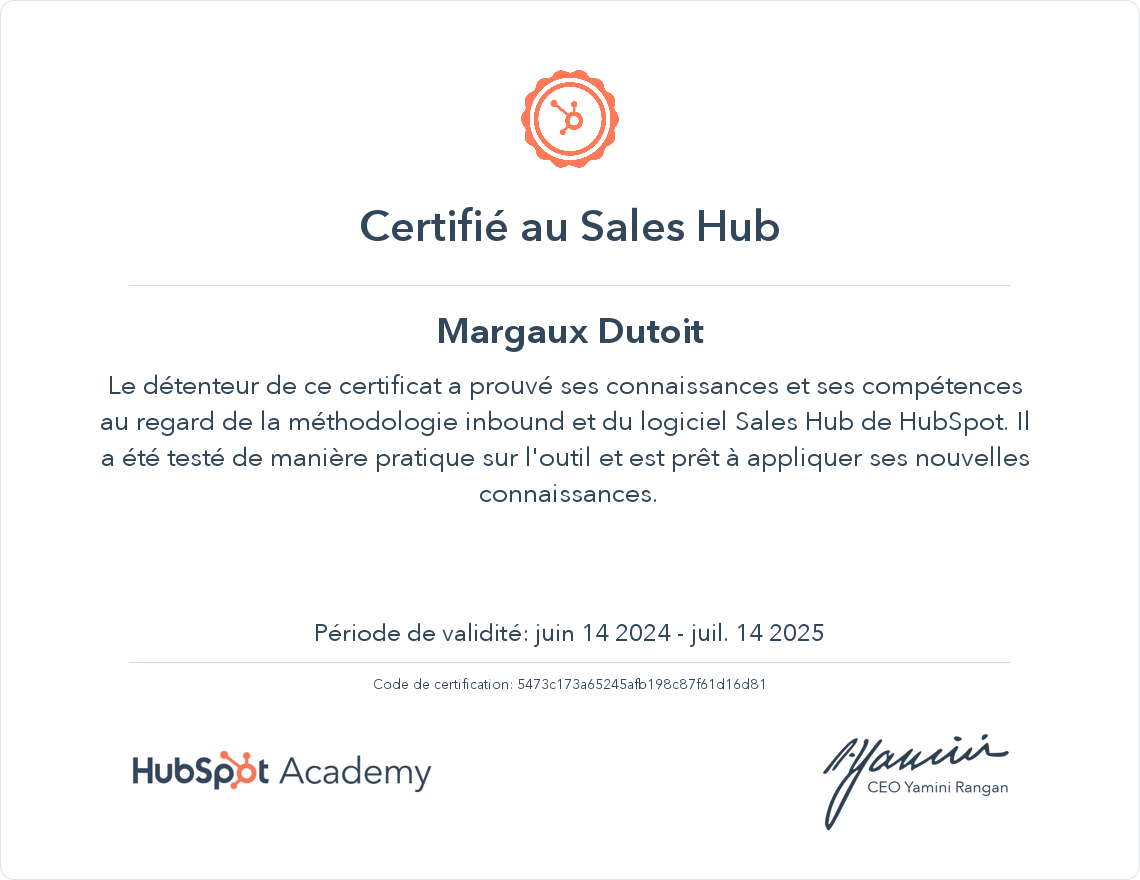 Votre certificat