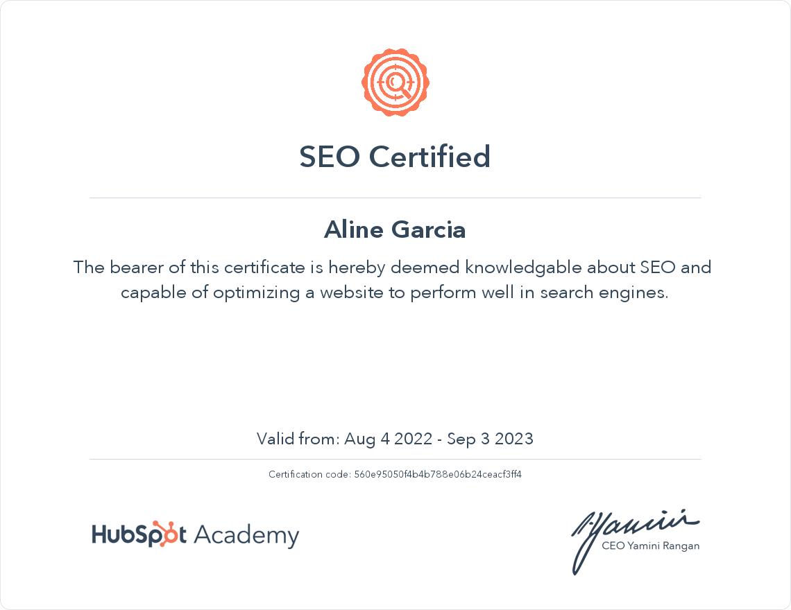 Your certificate