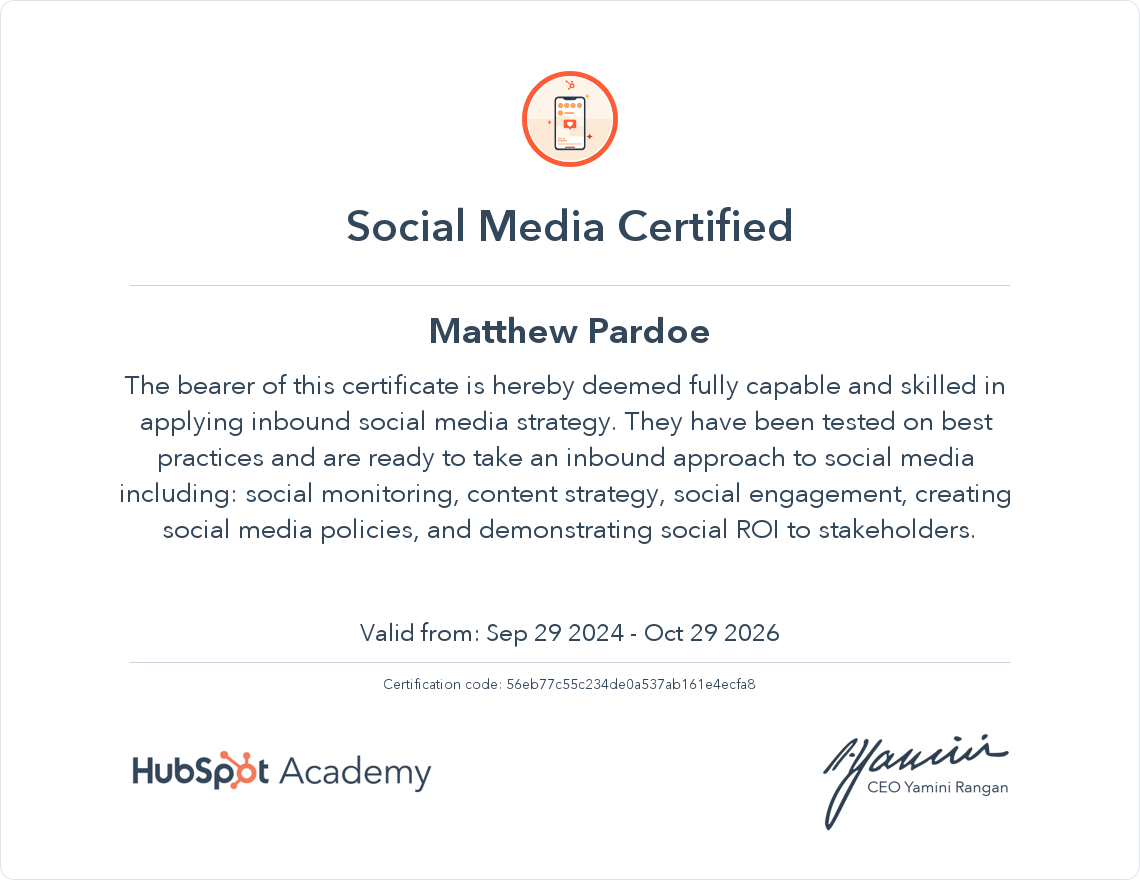 Your certificate