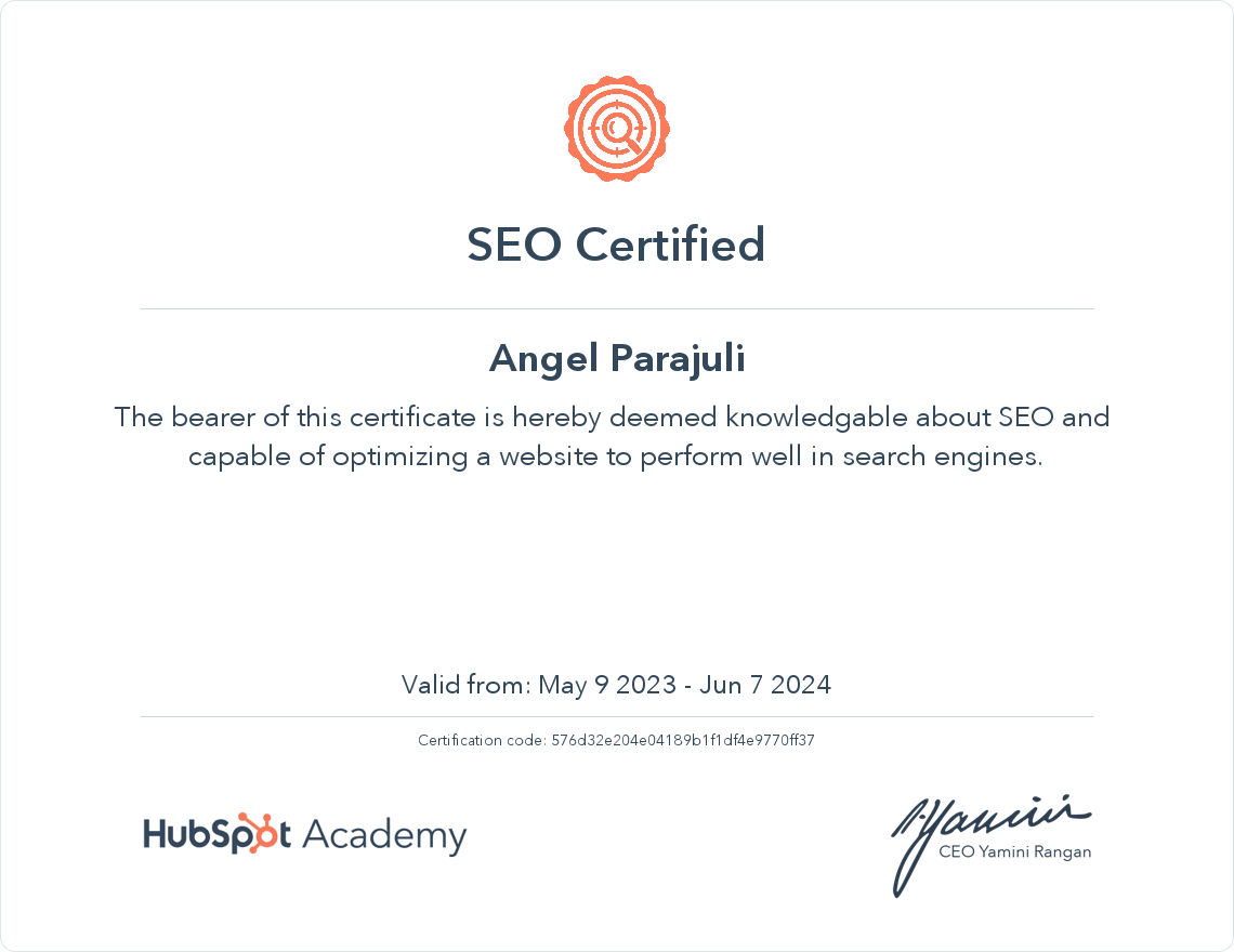 Your certificate