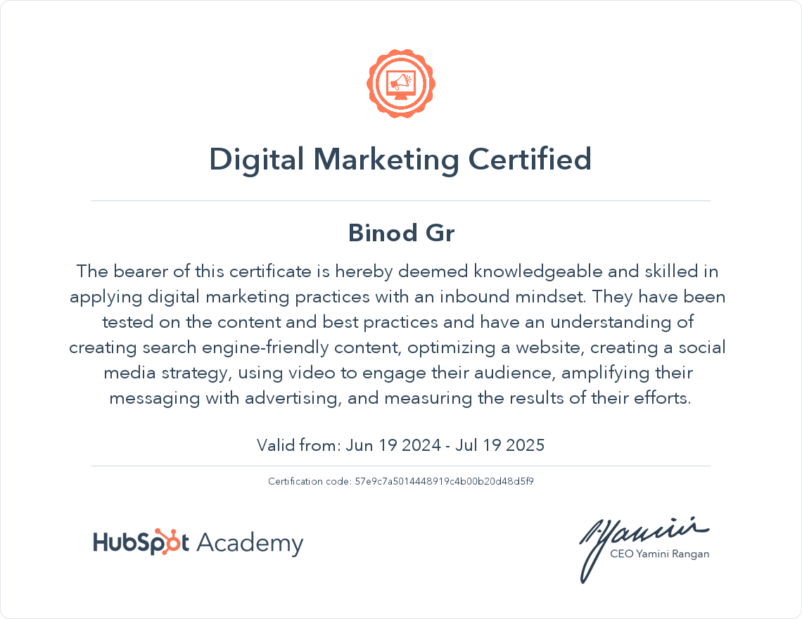 Your certificate
