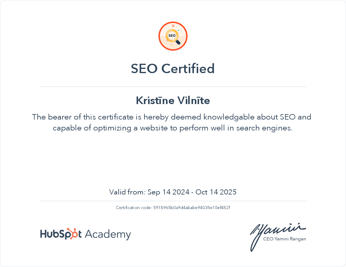 Your certificate