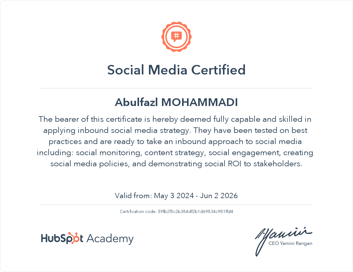 Your certificate