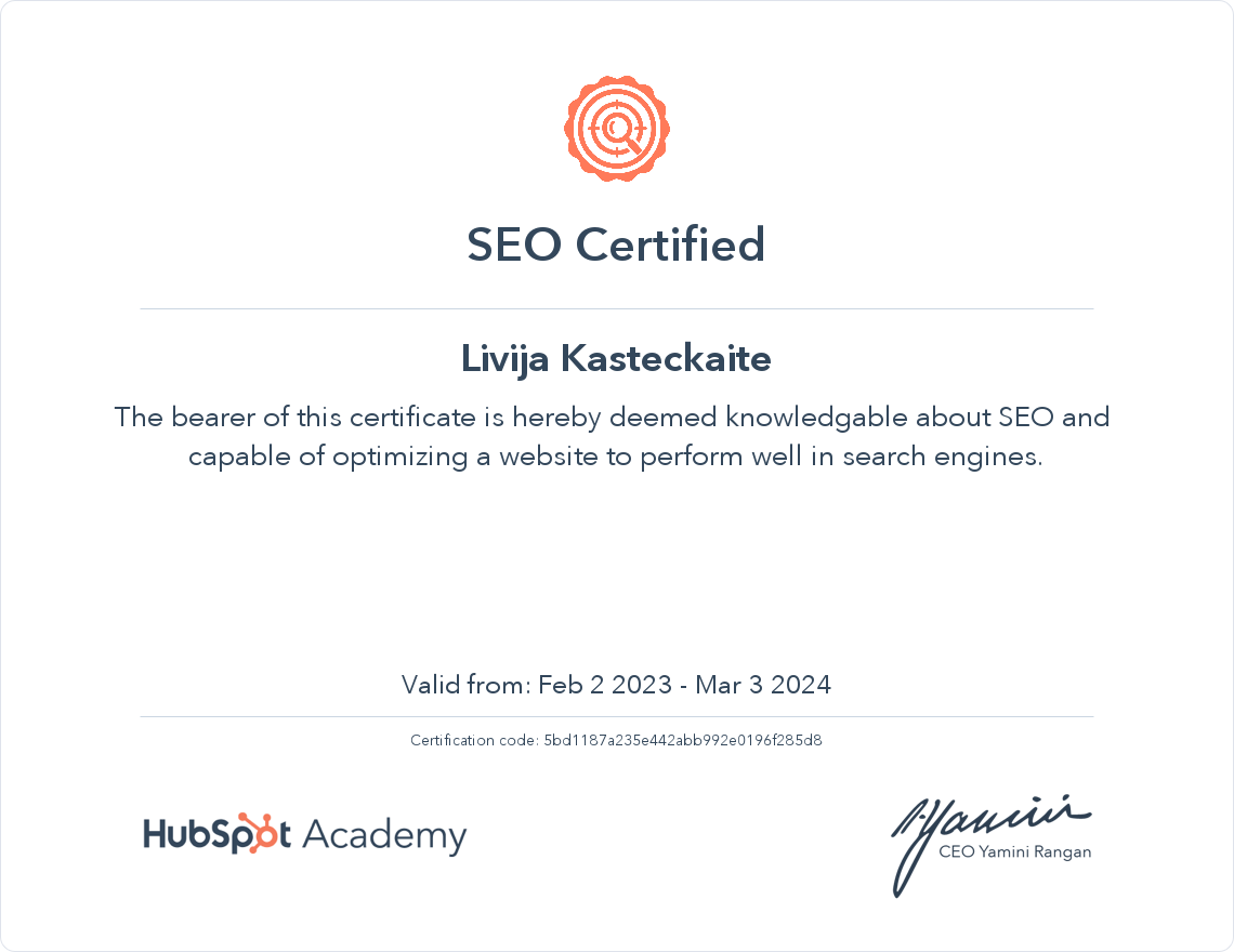 Your certificate