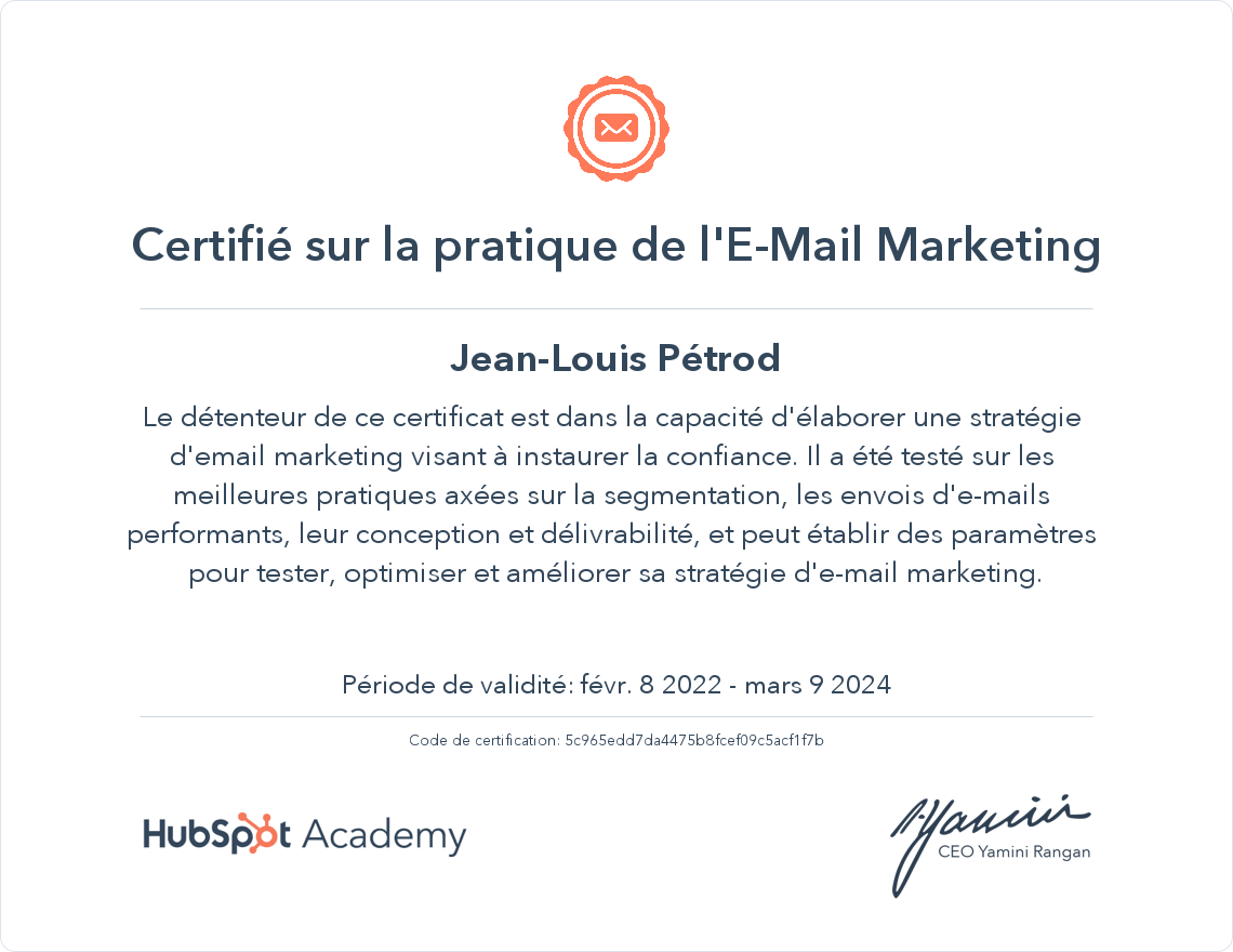 Your certificate
