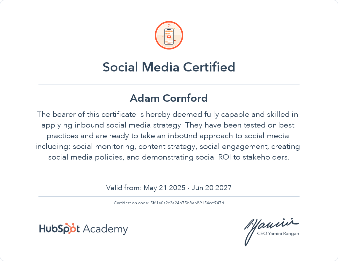 Your certificate