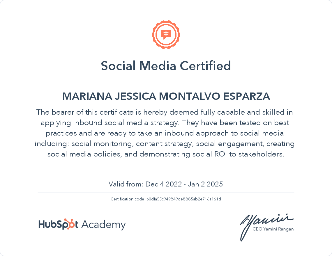 HubSpot Academy Social Media Marketing Certification