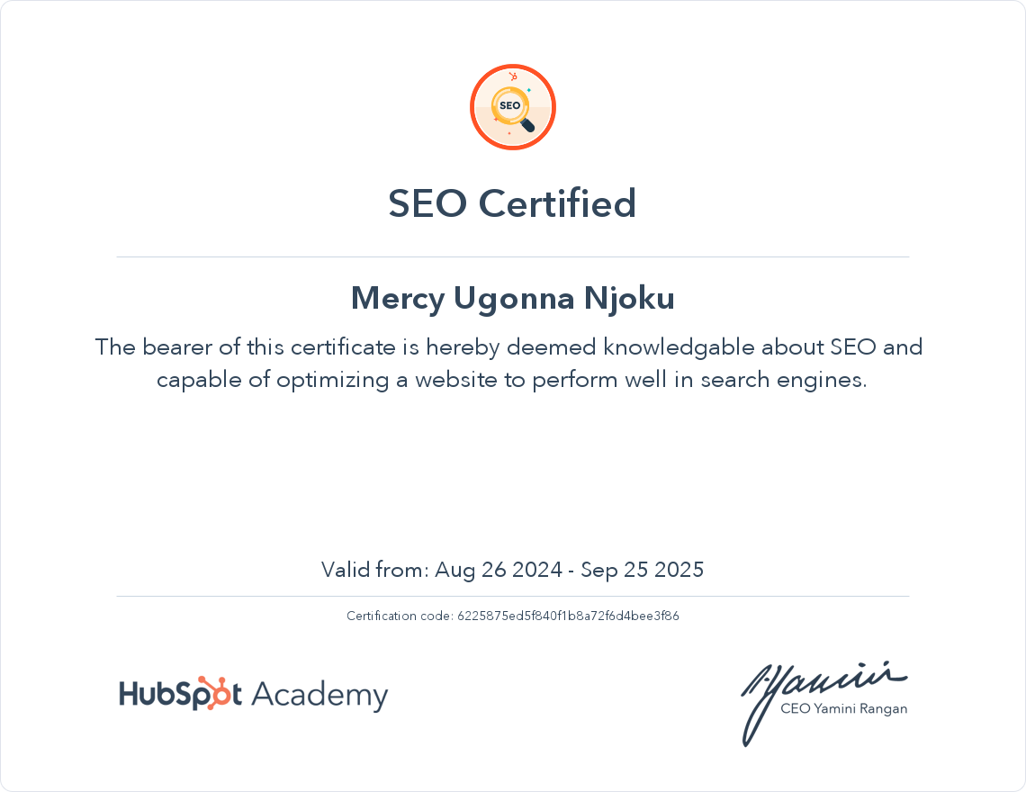 Your certificate