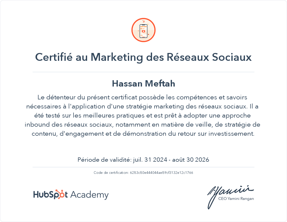Votre certificat