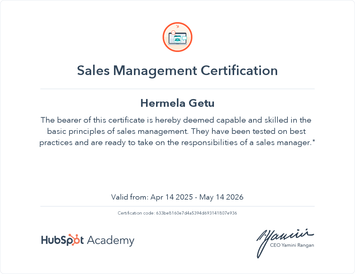 Your certificate