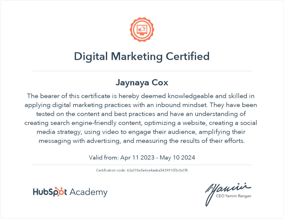 Your certificate