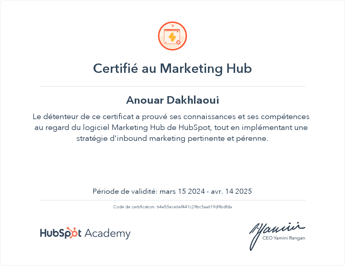 Your certificate