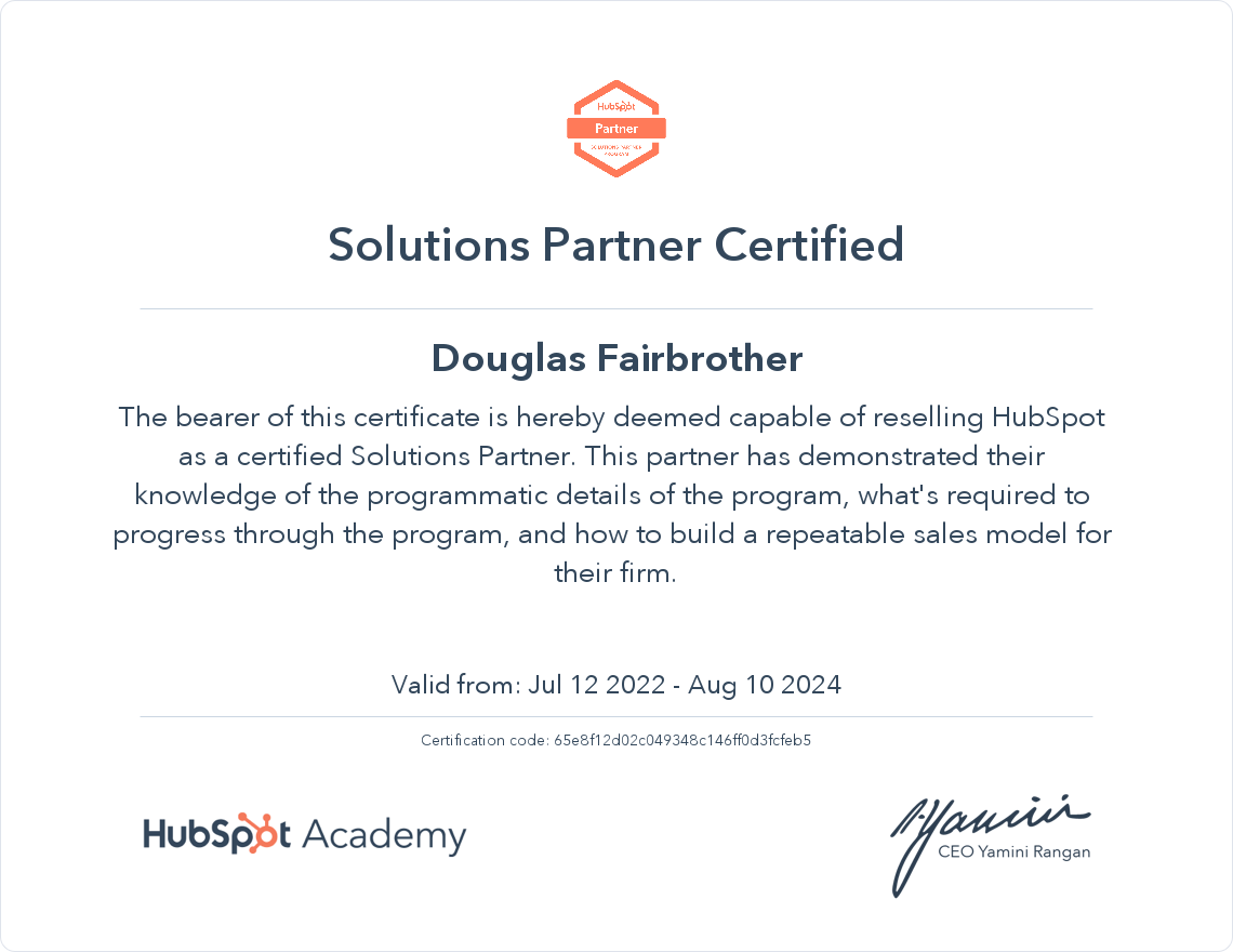 HubSpot Academy HubSpot Solutions Partner Certification