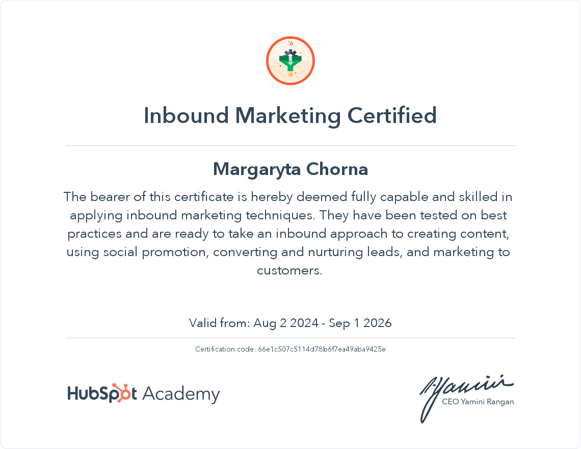 Your certificate