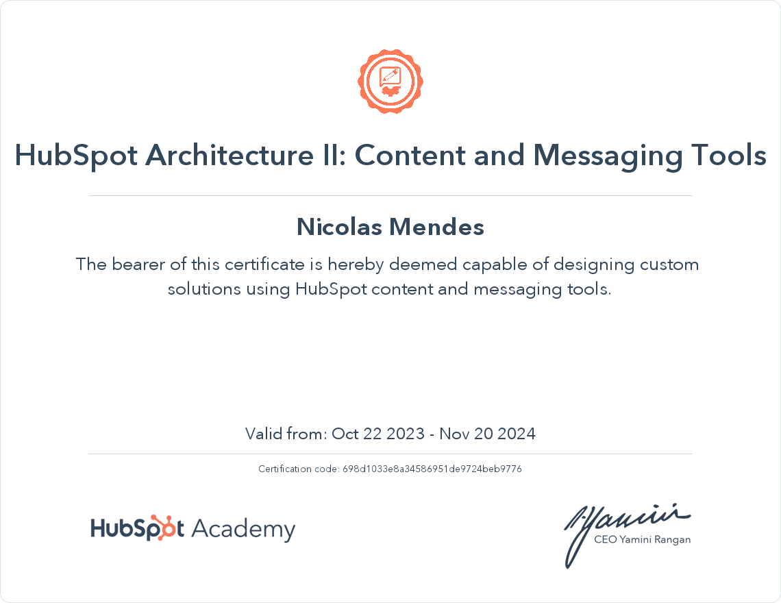HubSpot Academy HubSpot Architecture II Content and Messaging Tools
