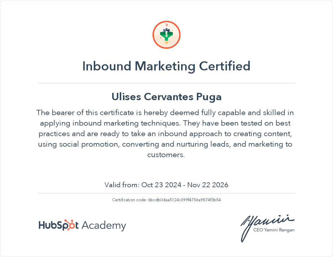 Your certificate