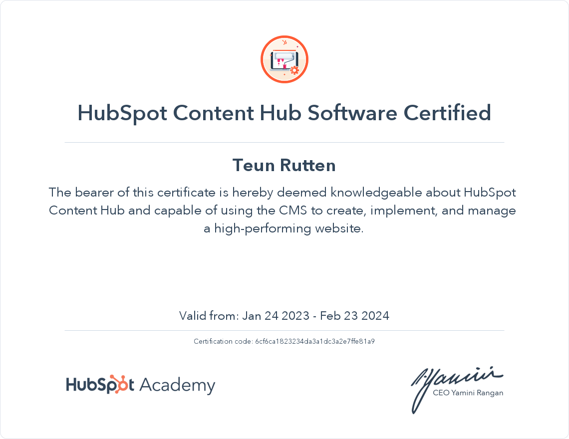 HubSpot Academy HubSpot CMS For Marketers Certification