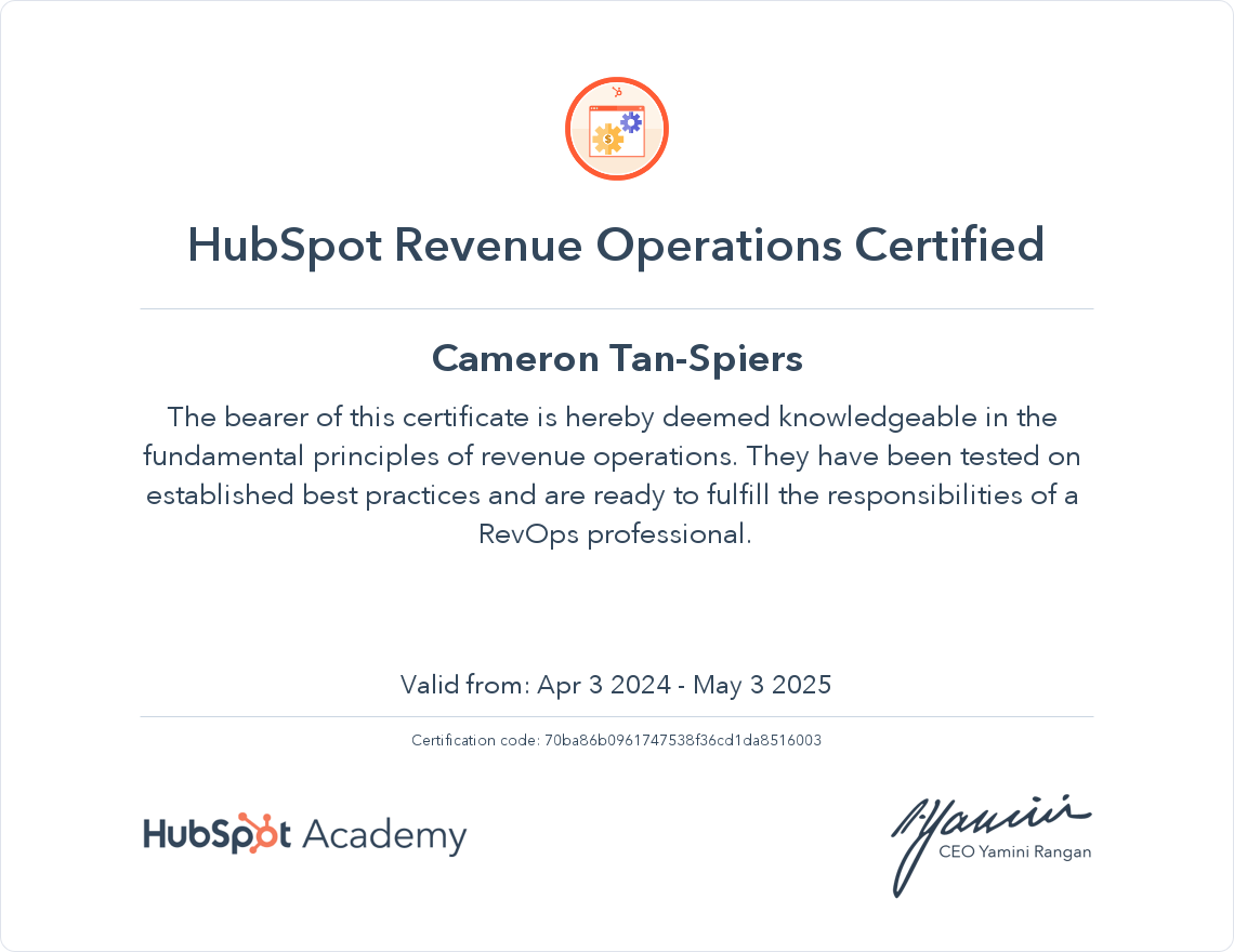Your certificate