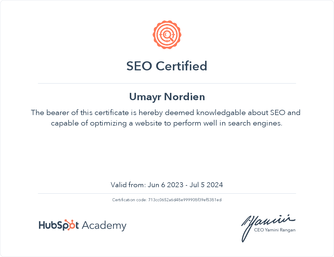 Your certificate