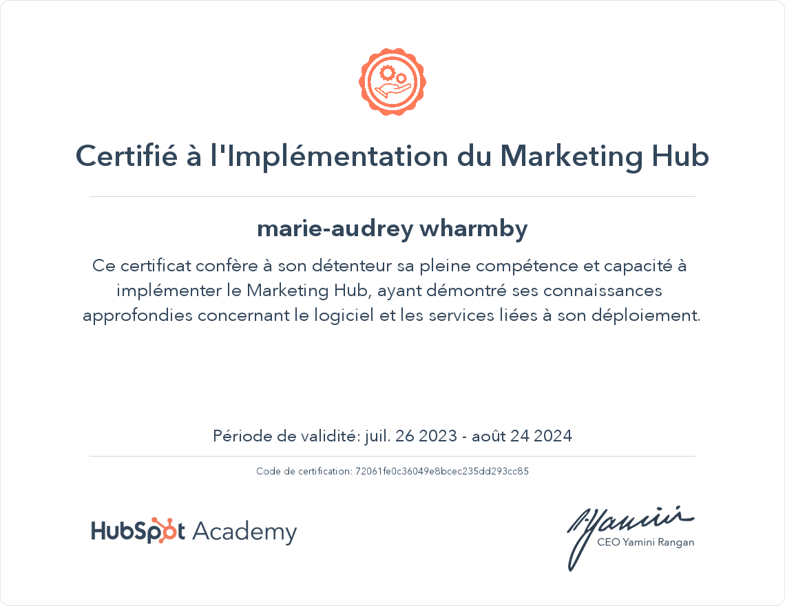 Votre certificat