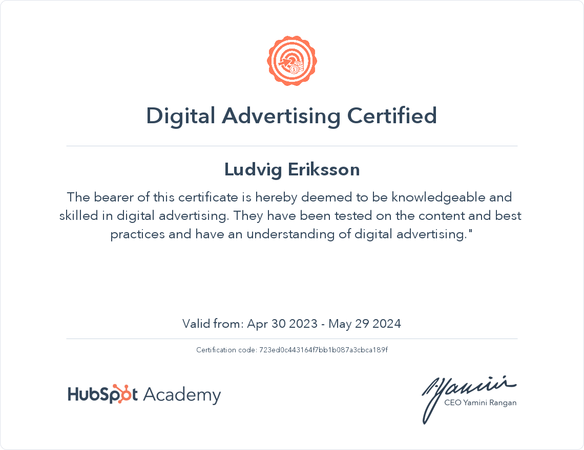 Ditt certifikat